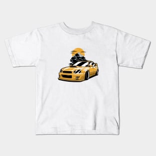 Yellow Impreza WRX STI JDM Mountains Stance Kids T-Shirt